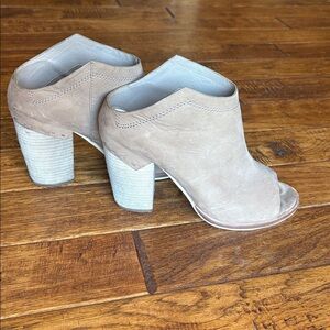 Dolce Vita Noa Leather Bootie Mule Peep Toe Taupe Brown size 8